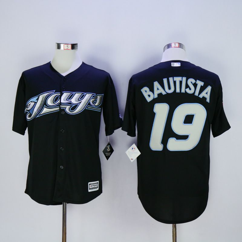 Men Toronto Blue Jays #19 Bautista Black Throwback MLB Jerseys